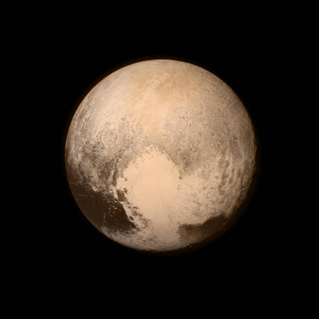 The instantly iconic full frame image of Pluto taken by the New Horizons probe mid-2015