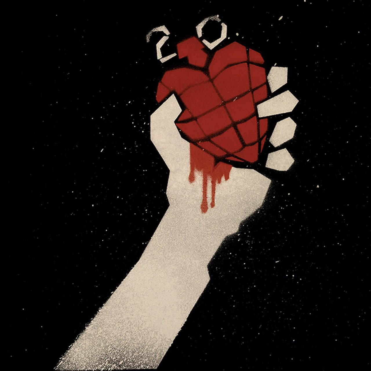 Cover art: A stylised graffiti raised arm holding a blood-red heart, blood dripping down the palm. Black lines across the heart make it look like a grenade, whilst the number 20 sits around the top, like a pull pin, indicating this is the 20th anniversary edition of the album.